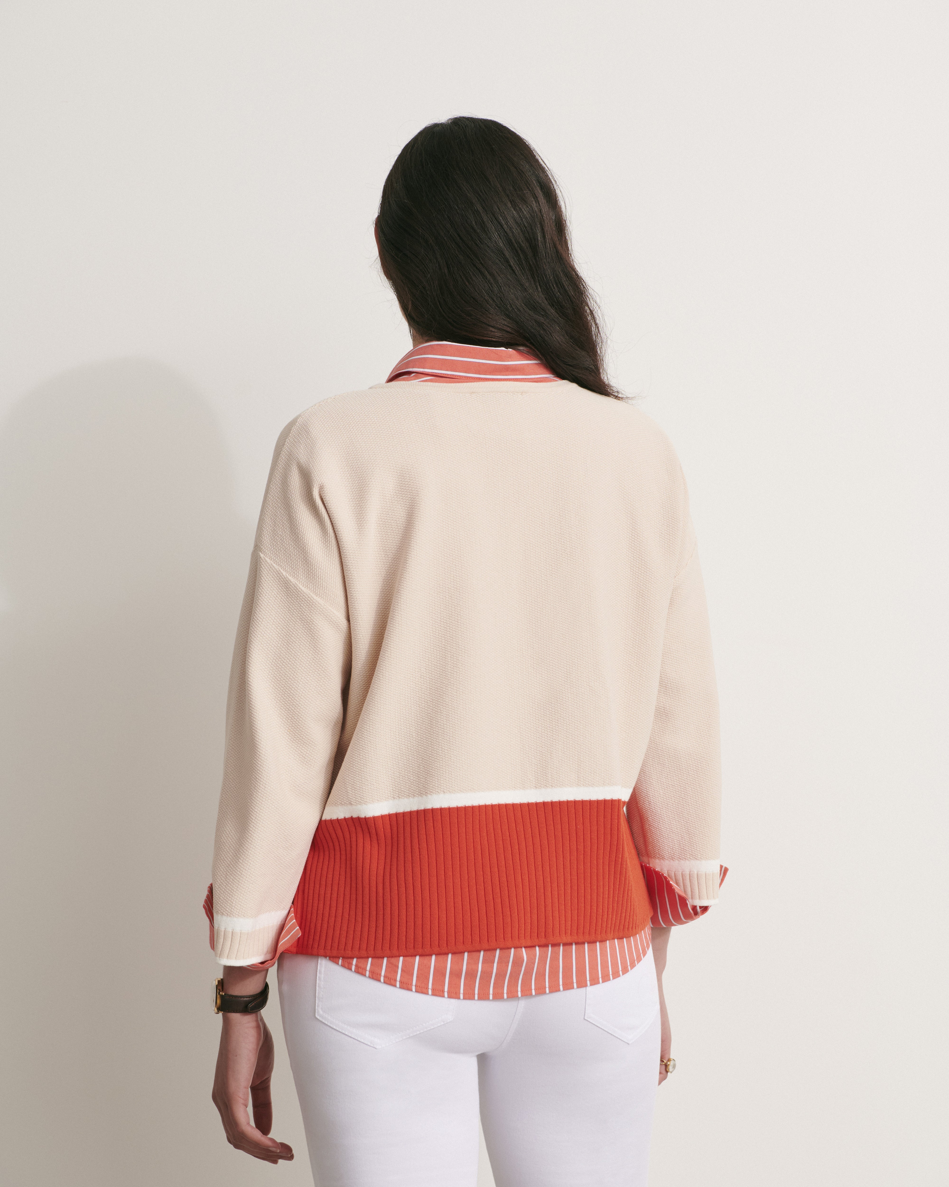 pull maille boite colorblock