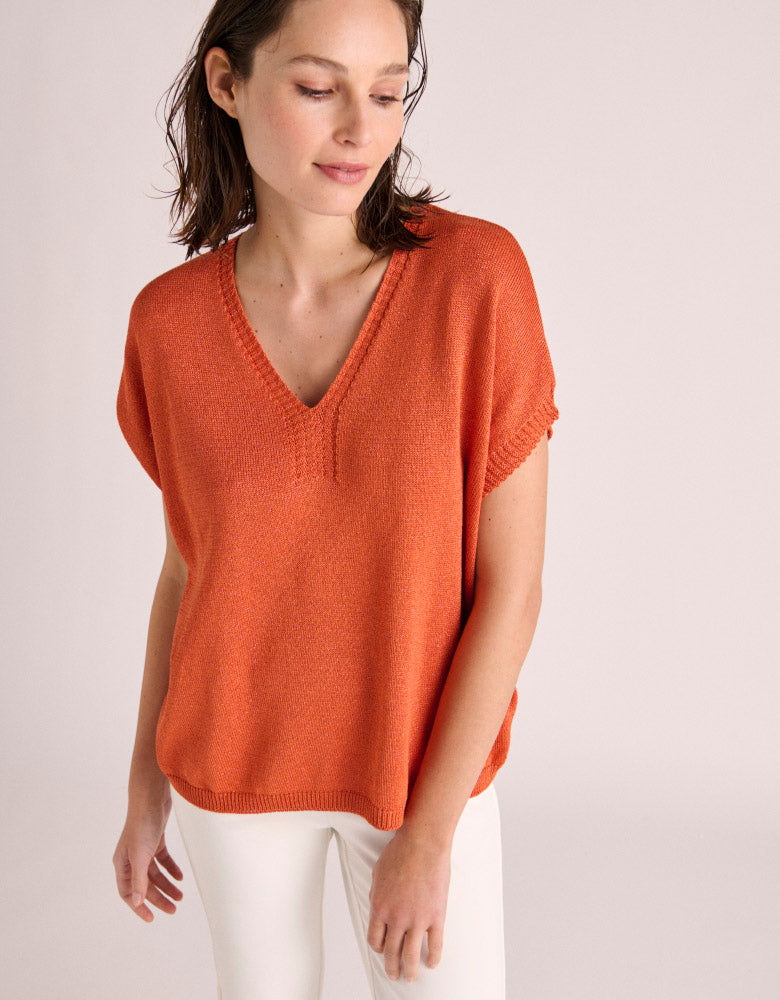 Short-sleeved knitted sweater ACORES-BIS/87247/831