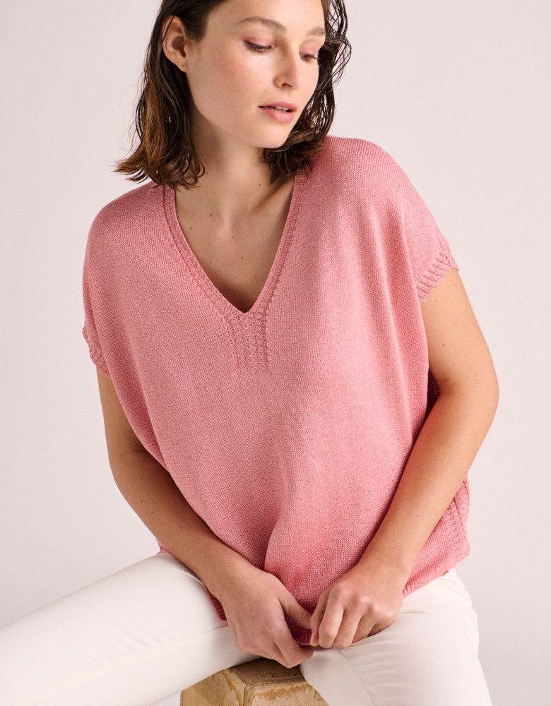 Short-sleeved knitted sweater ACORES-BIS/87247/905