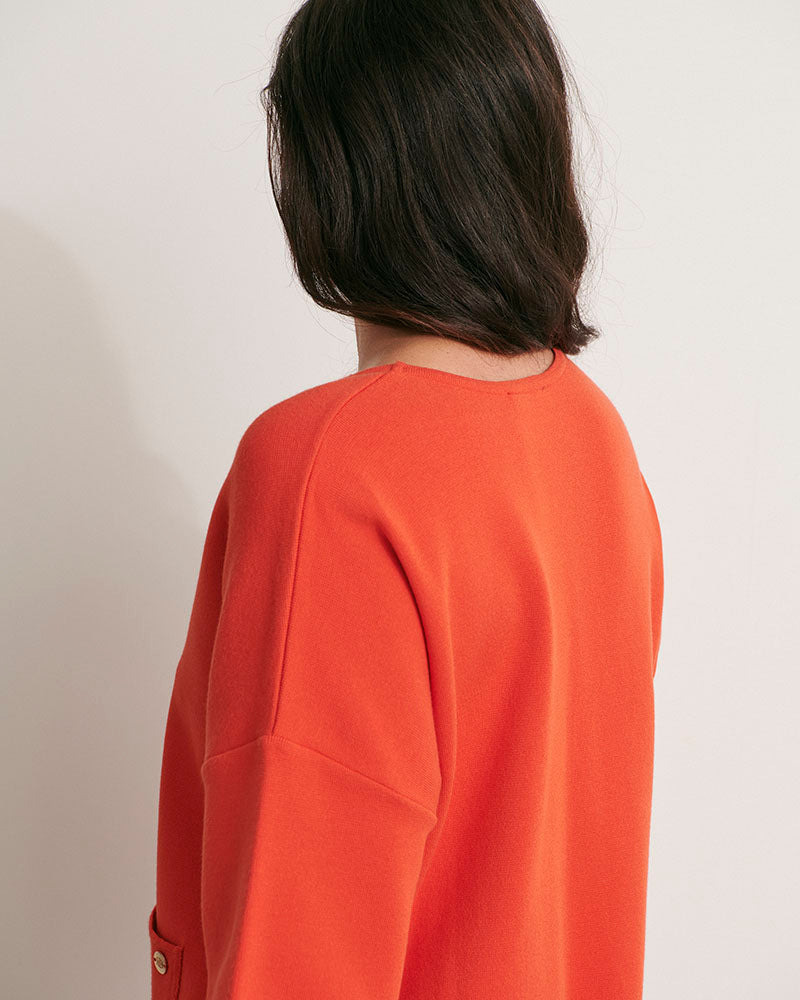 pull col V en maille milano orange