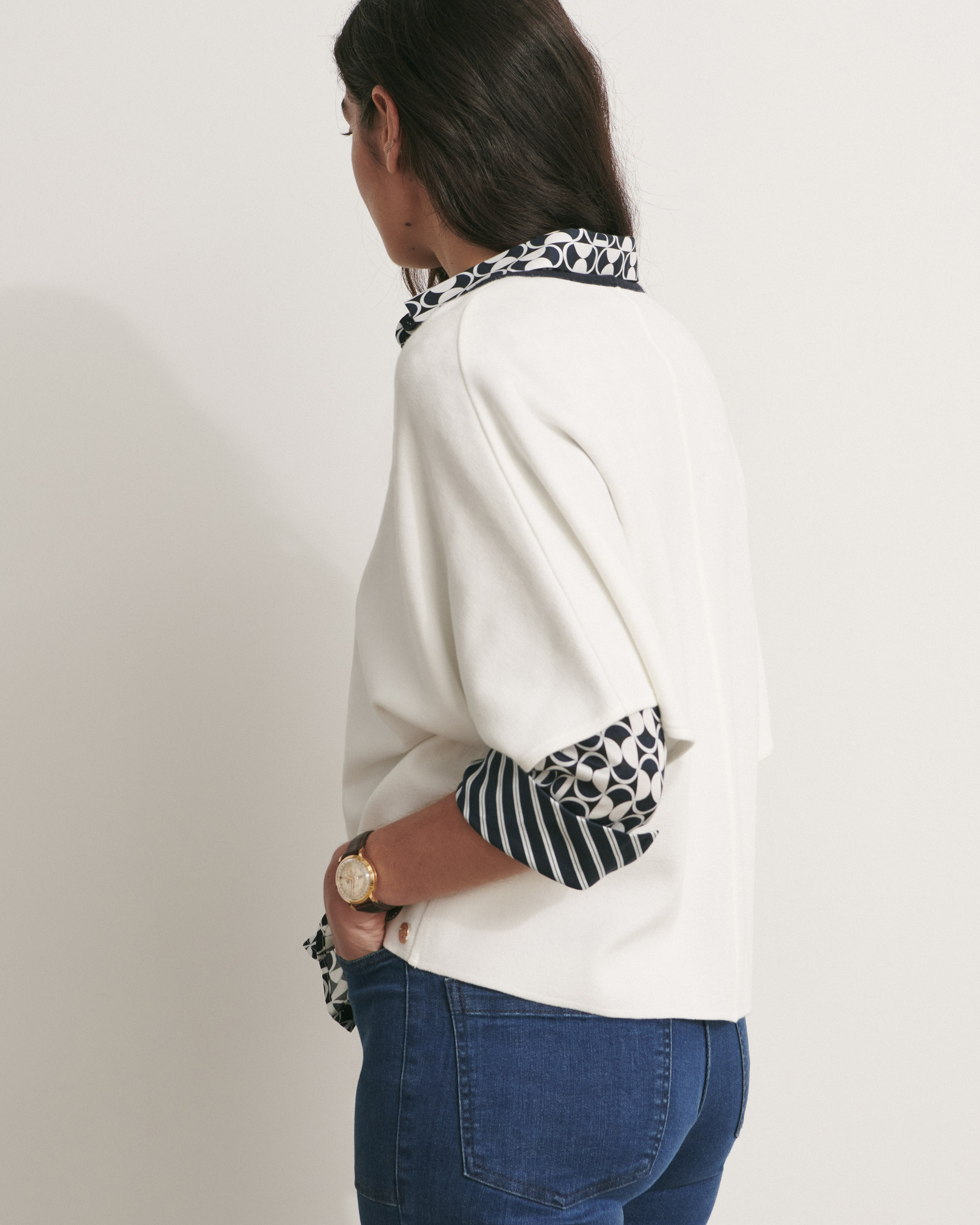 pull kimono en maille milano blanc