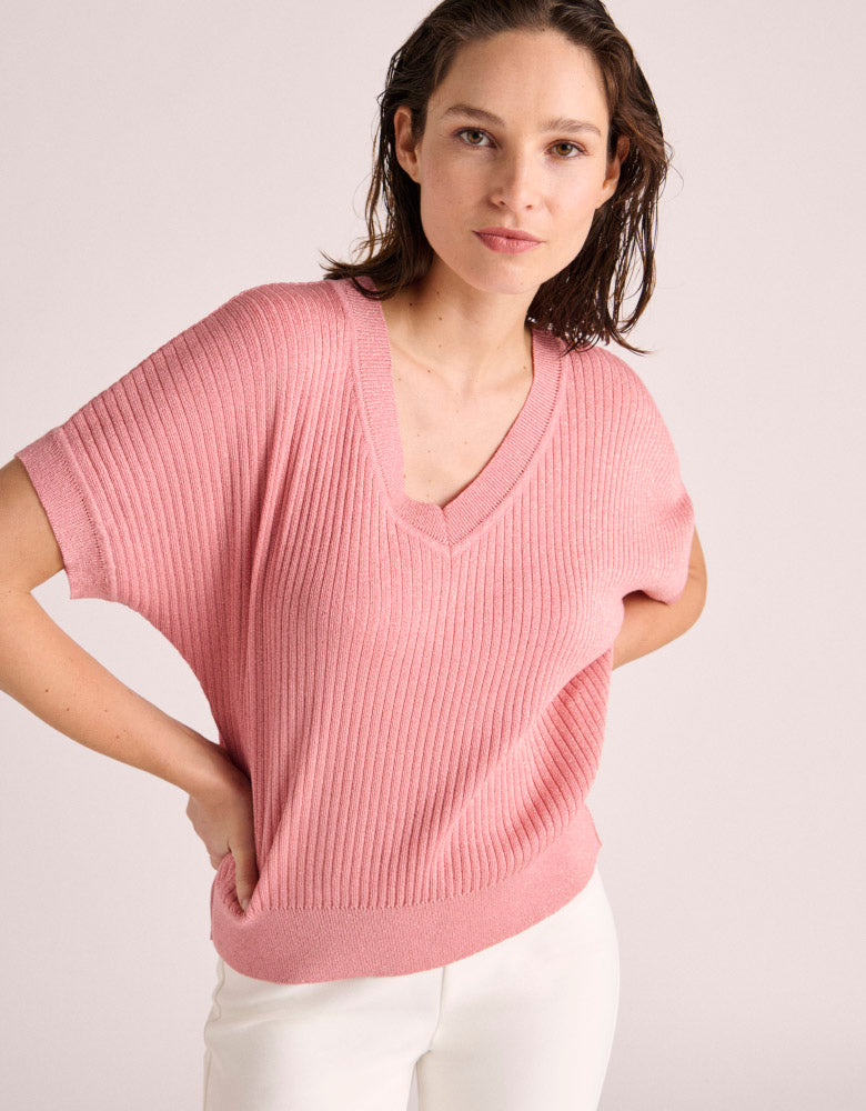 Pull maille irisée manches courtes AMOR/87002/905