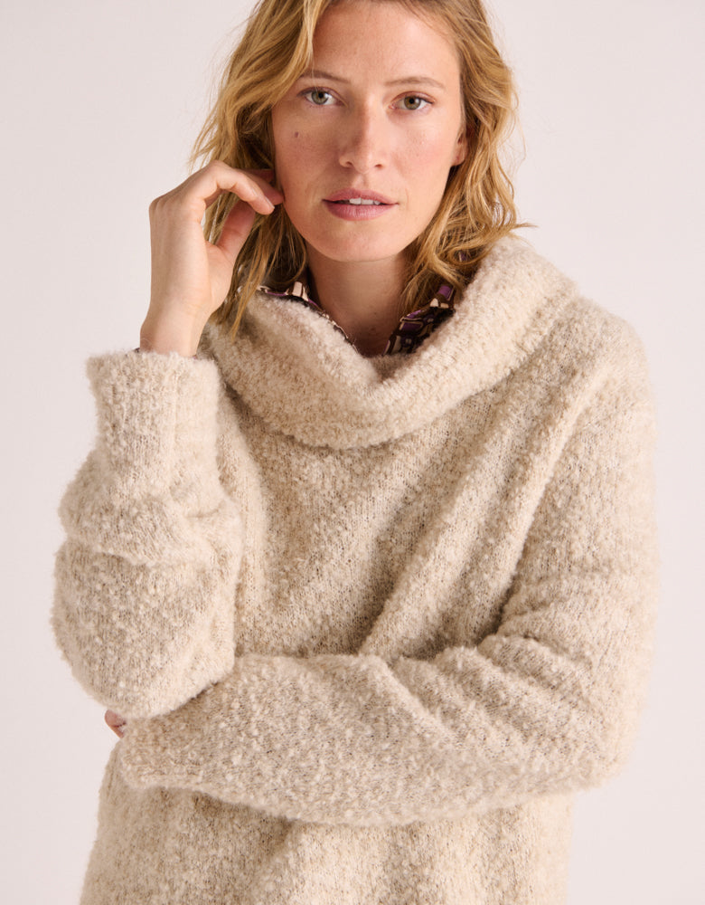 Jersey de bouclette mohair con cuello vuelto AMOUR/88225/017