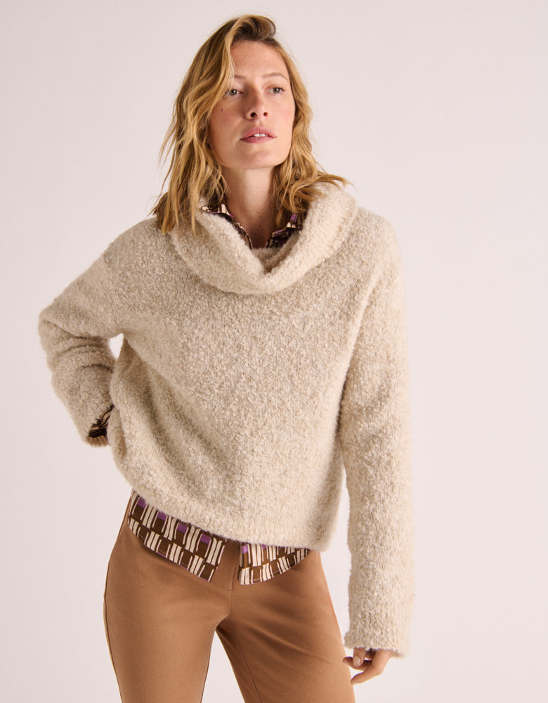 Pull col boule en bouclette mohair AMOUR/88225/017