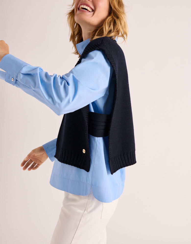 Pull poncho maille milano en laine mérinos ANNAE1927/88035/319