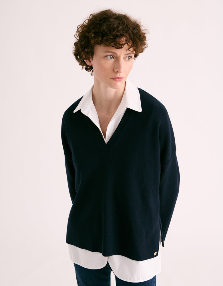 Oversize knit sweater in merino wool APOLLINE/86104/317