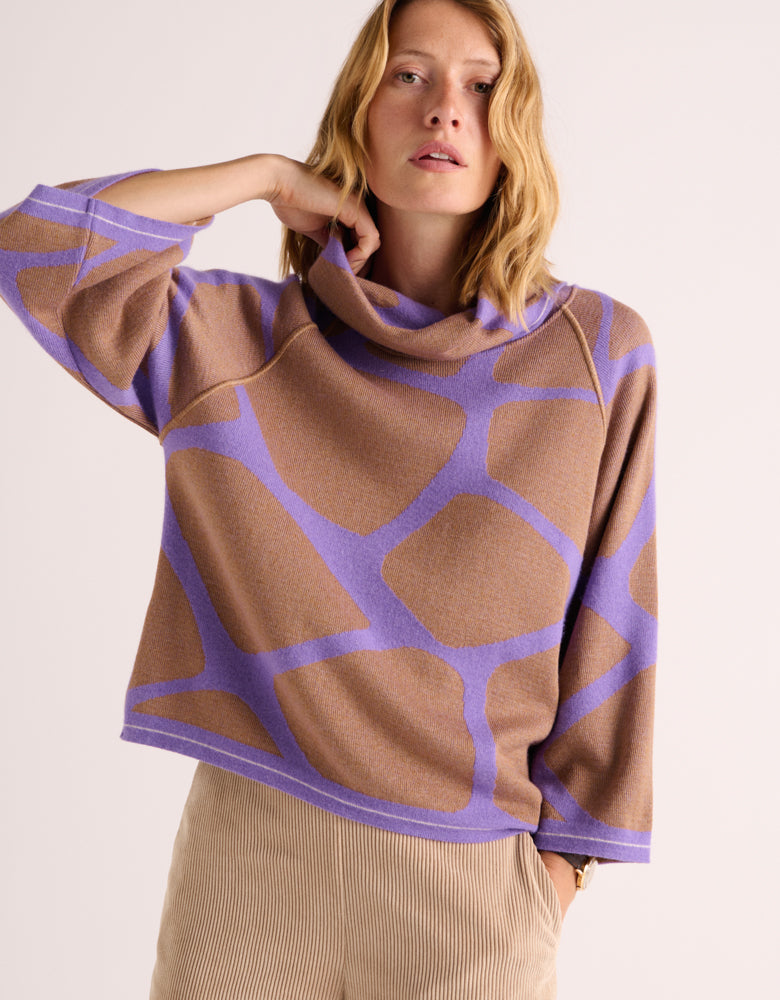 ARALIE/88007/891 Merino wool jacquard knit sweater