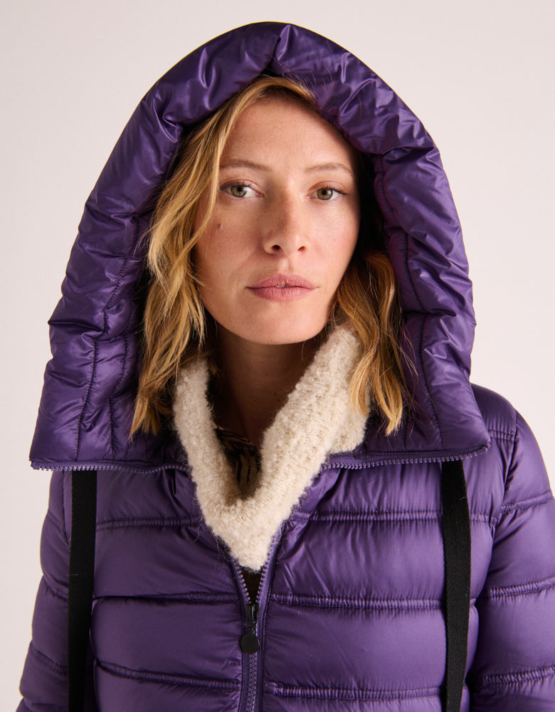 Short down jacket in feathers MYRTILLE/88024/346