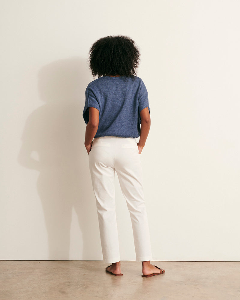 pantalon droit blanc cassé 7/8e