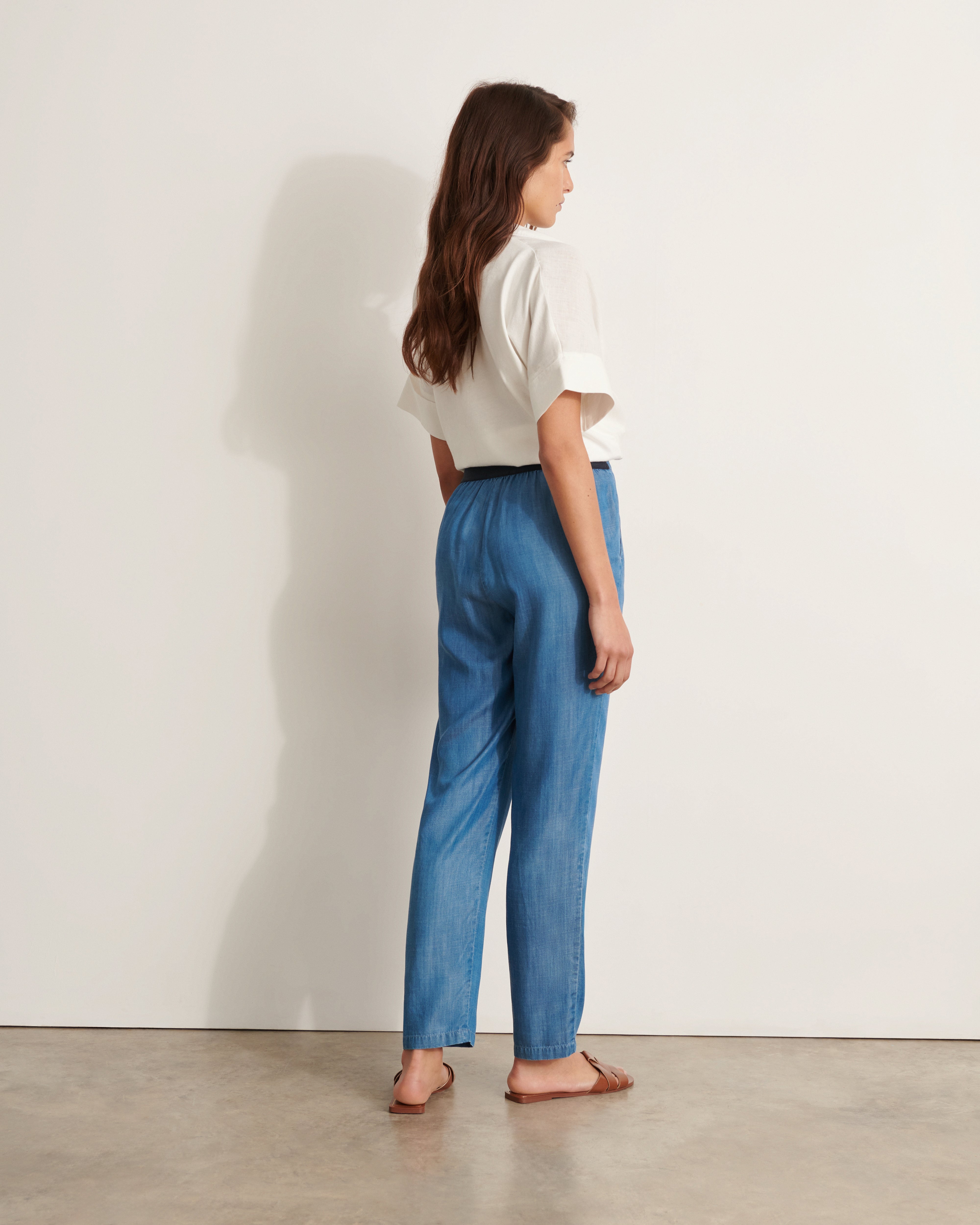 pantalon en tencel délavé bleu