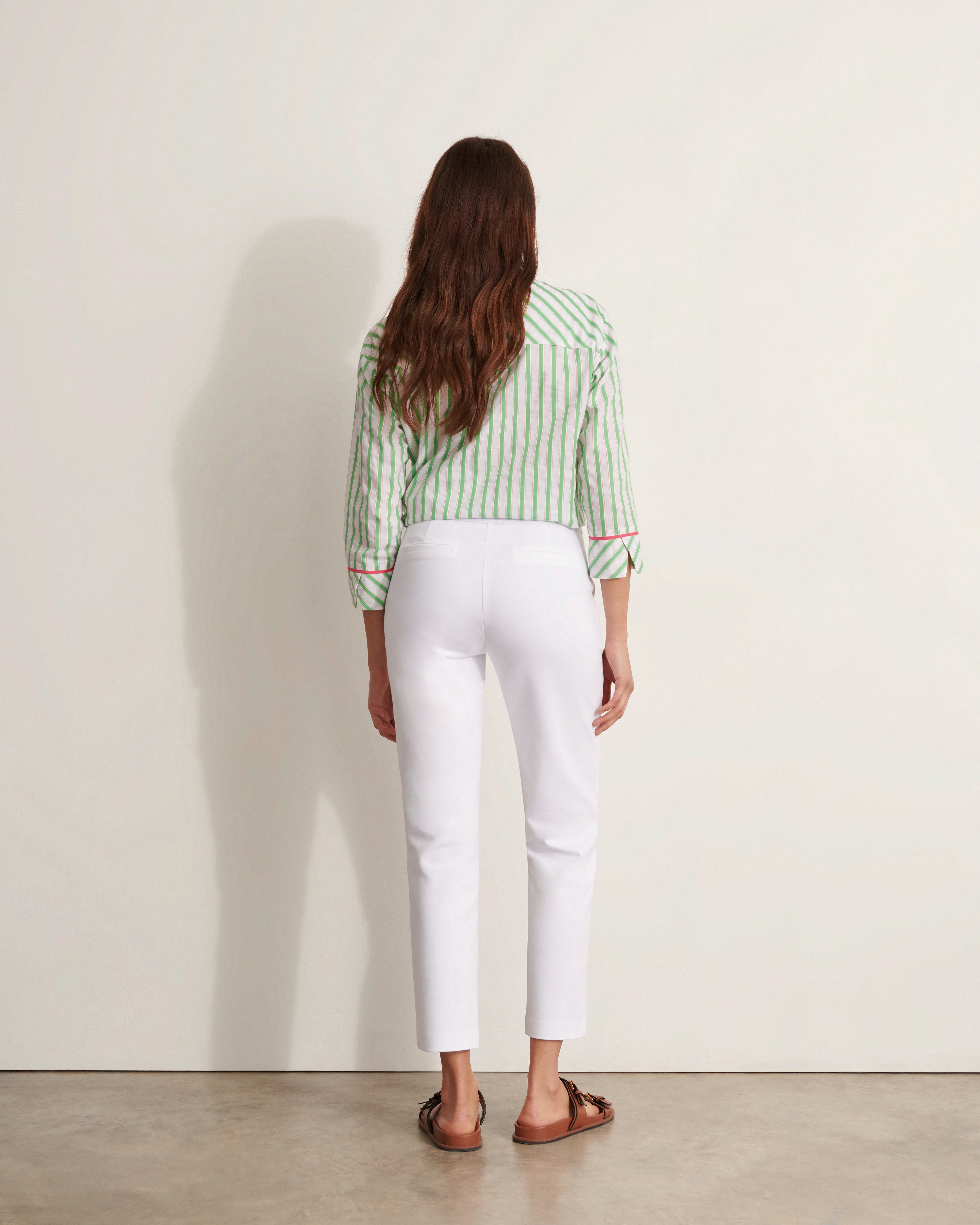 pantalon droit en coton stretch blanc