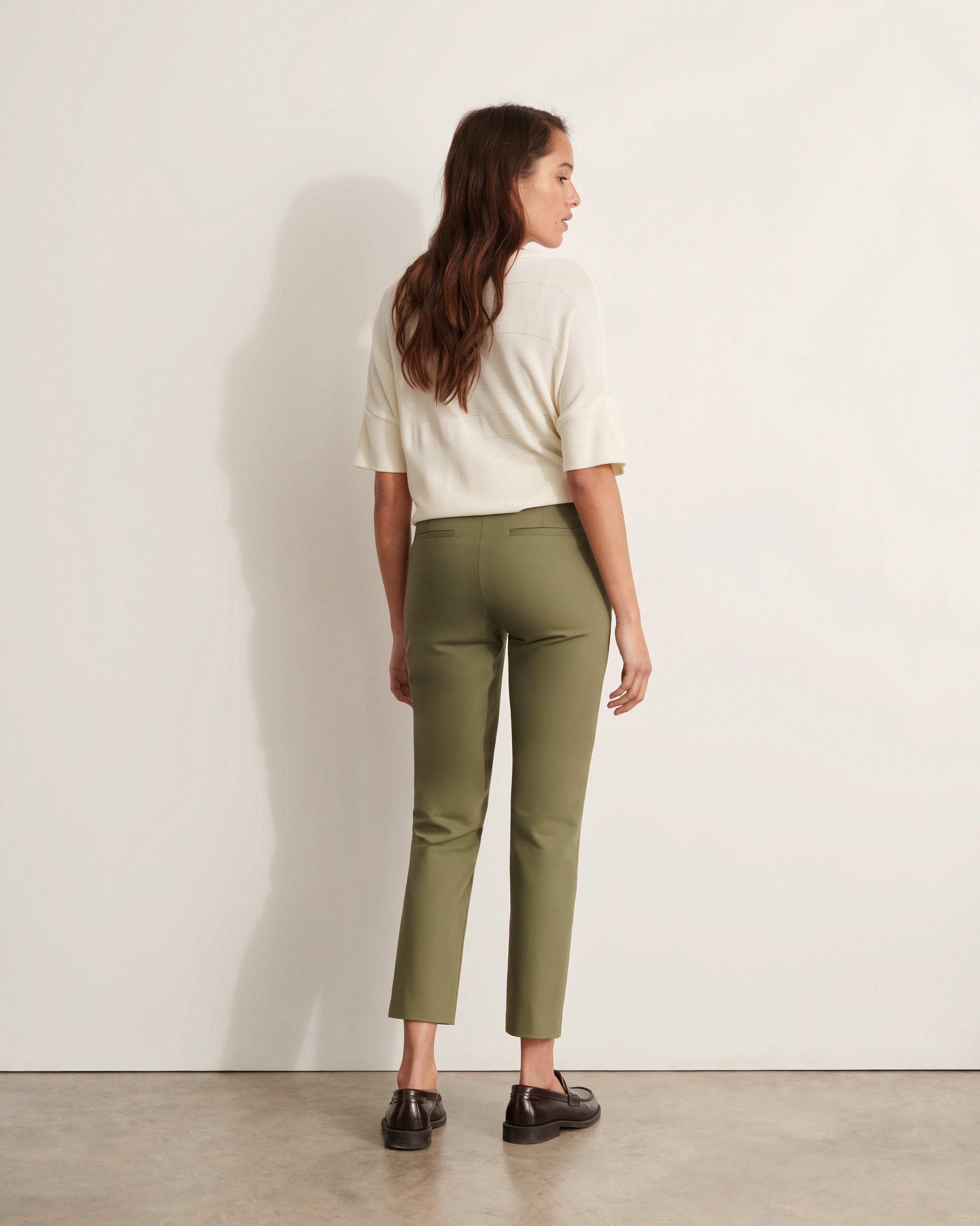 pantalon 7/8e en coton stretch kaki