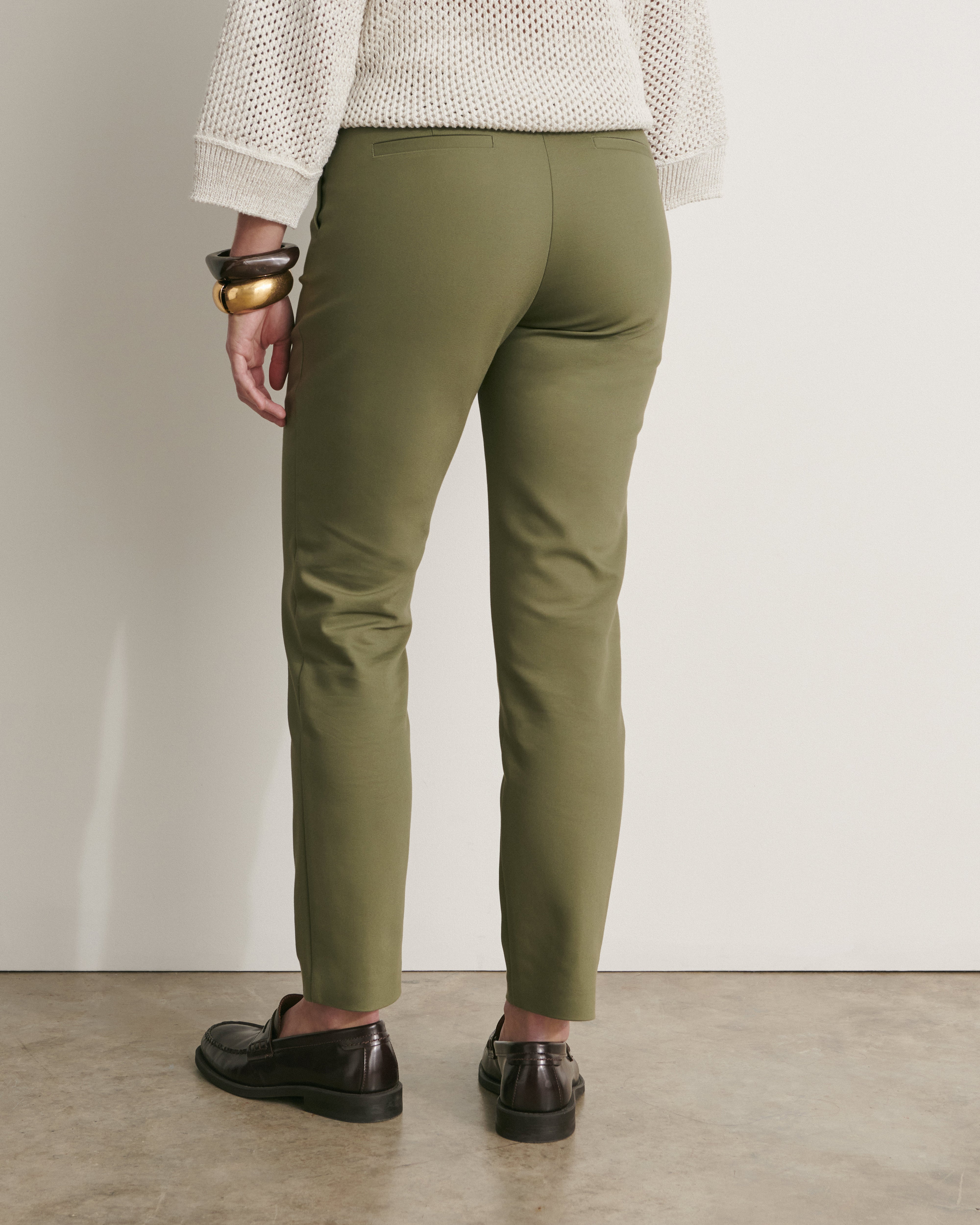 pantalon 7/8e en coton stretch kaki