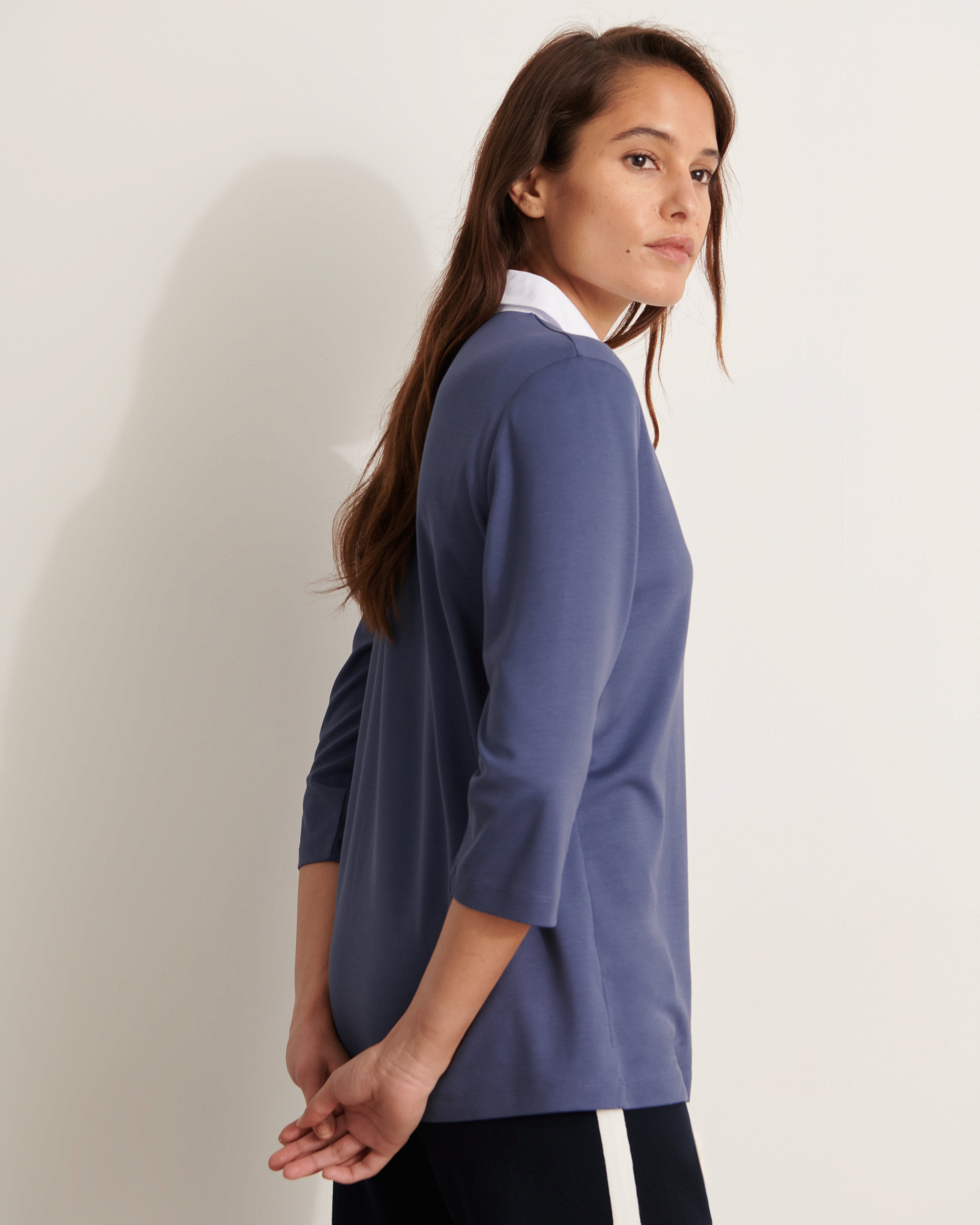 polo en jersey de viscose bleu