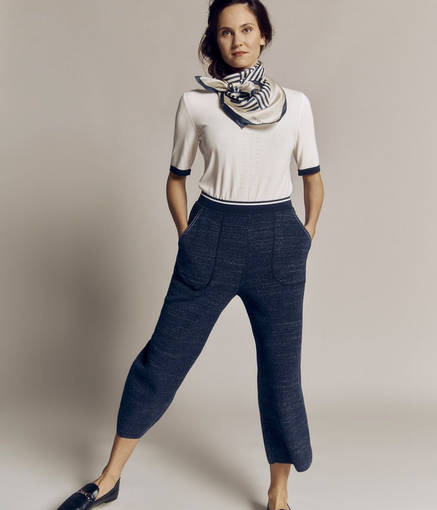 7/8th knit pants with denim effect in viscose and cotton YUCCA/81220/890