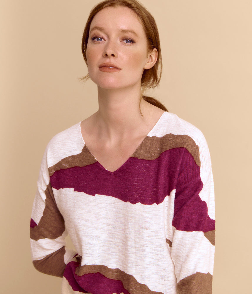 Printed linen and cotton sweater AVALANCHE/85182/762