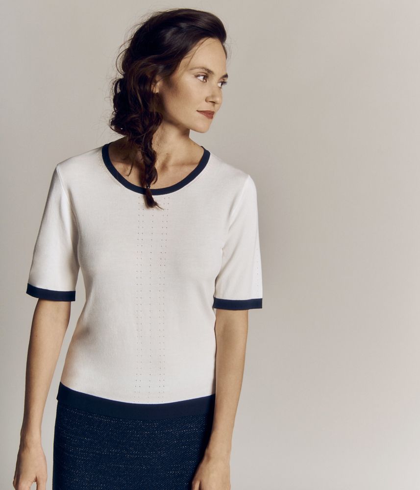 Knit sweater with openwork detail in viscose AZELLE/81178/002