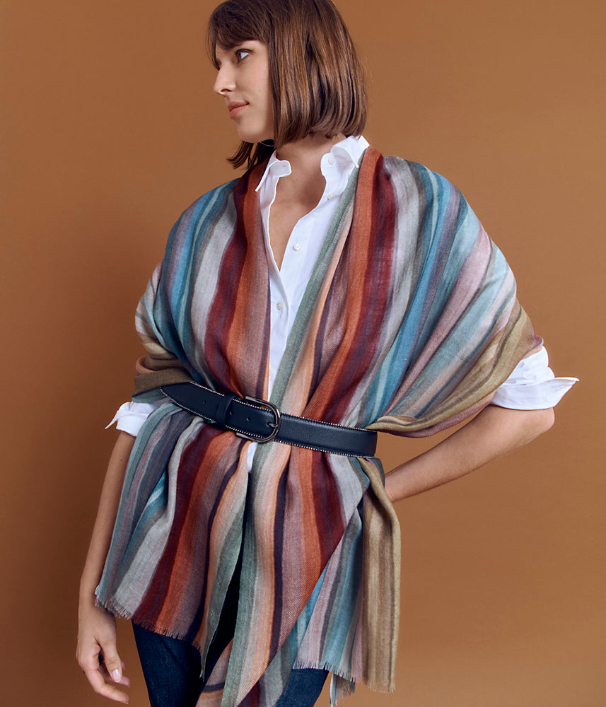 Wool and silk scarf EBENE/84192/600