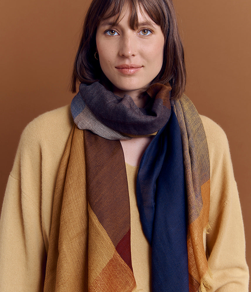 Jacquard scarf in wool and cotton EFAUVE/84238/806