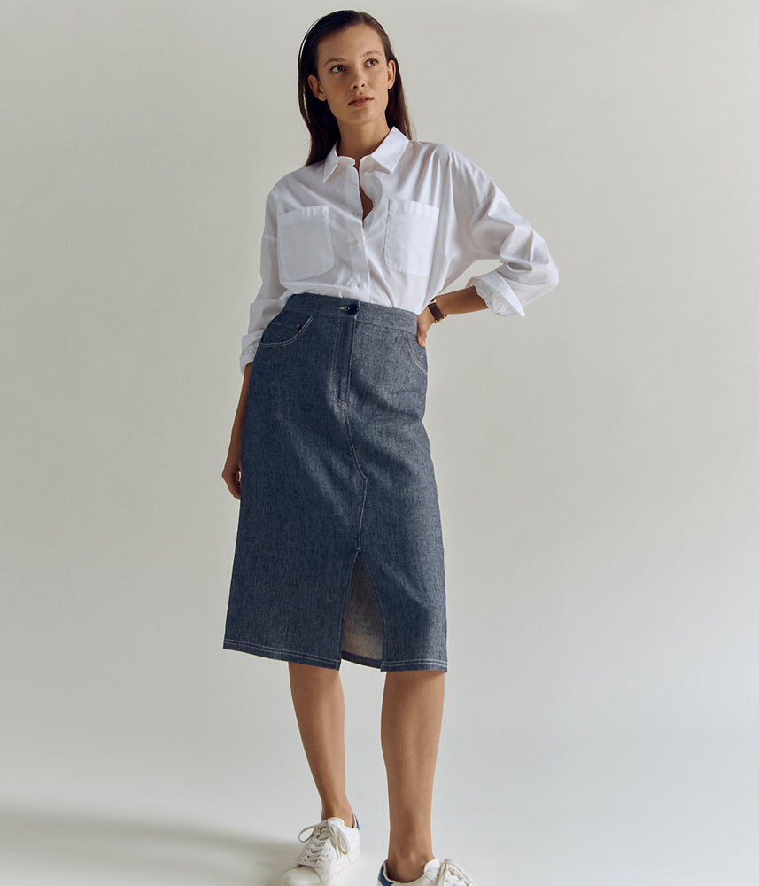 A line skirt in chambray JOLINO/83037/317