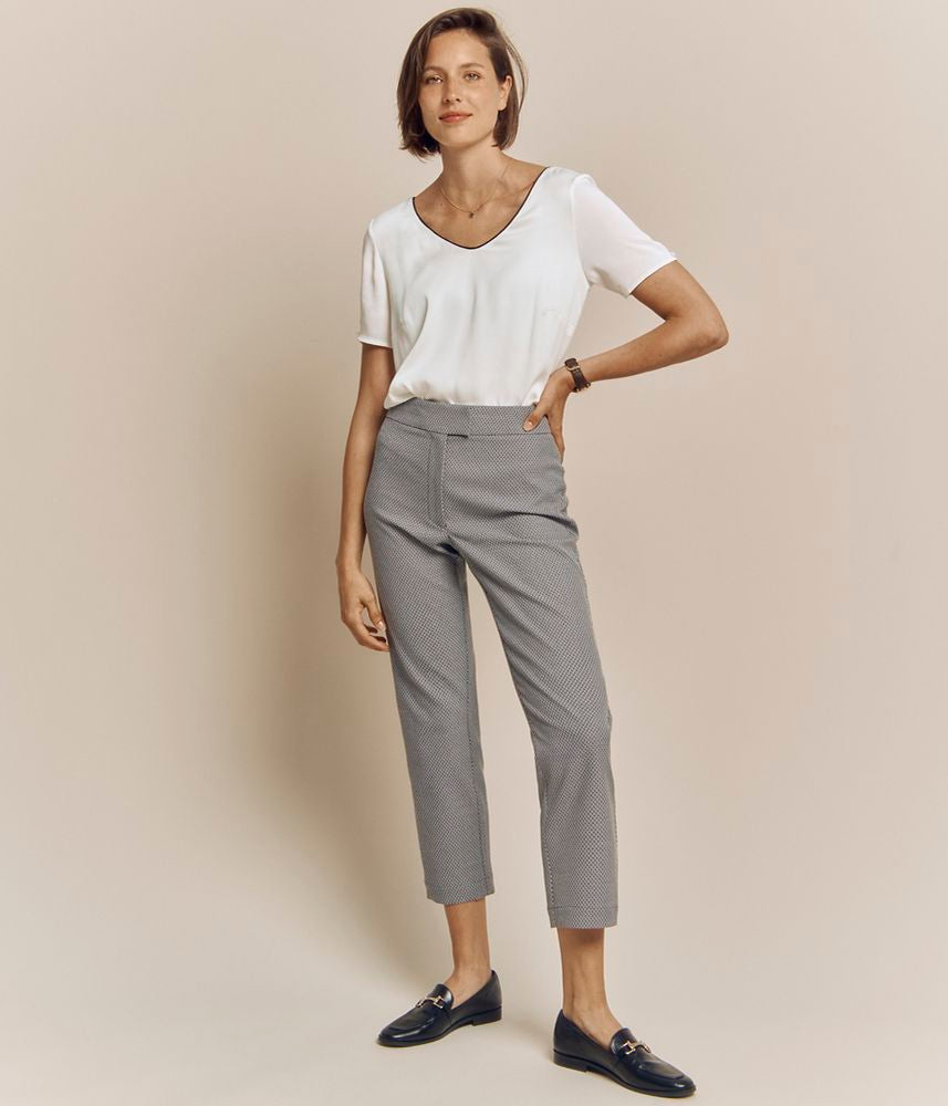Jacquard trousers in eco-friendly stretch cotton PANAMA/81050/635