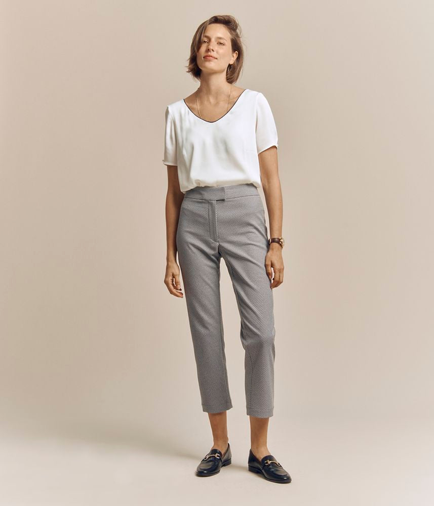 Jacquard trousers in eco-friendly stretch cotton PANAMA/81050/635
