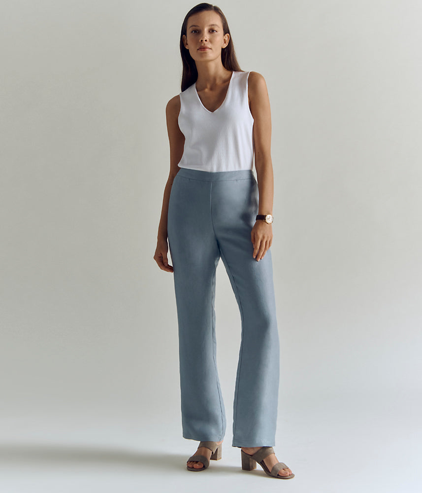 Fluid pants in viscose and linen PRISTAR-L/83292/454