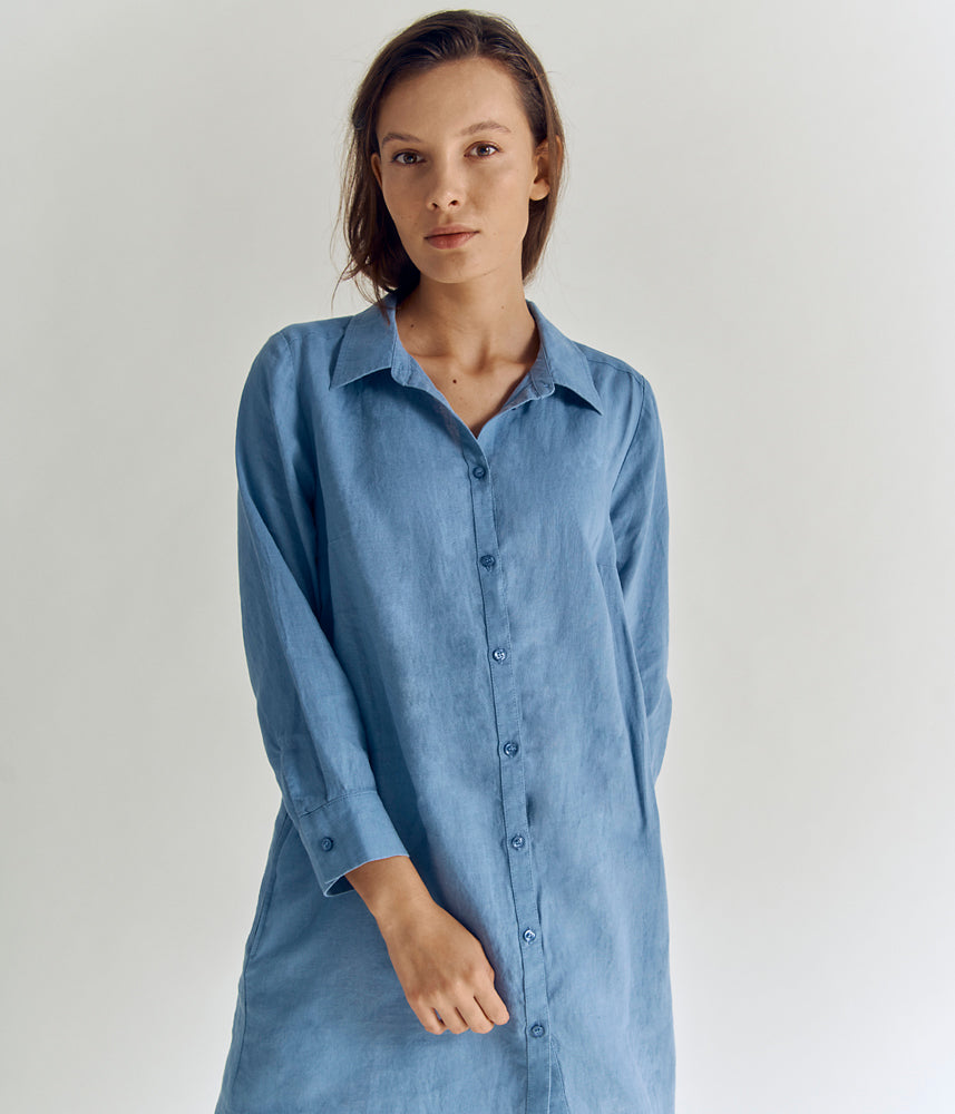 Eco-friendly linen shirt dress RILIN/83140/261
