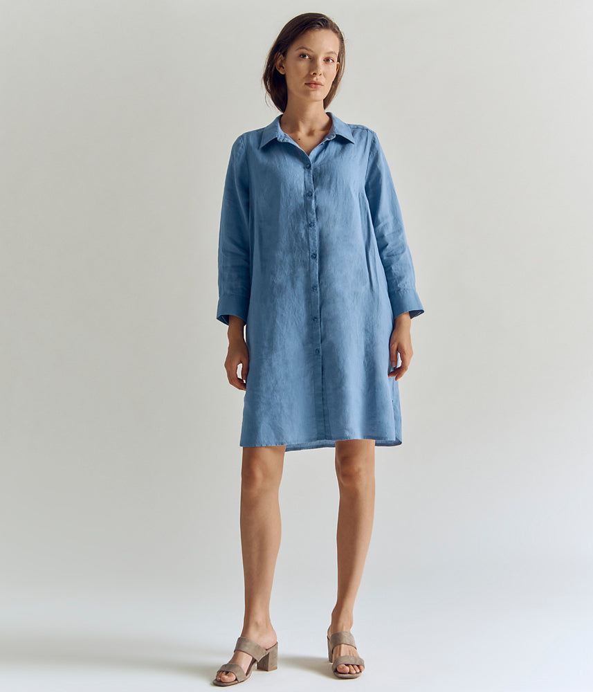 Robe chemise en lin écologique RILIN/83140/261