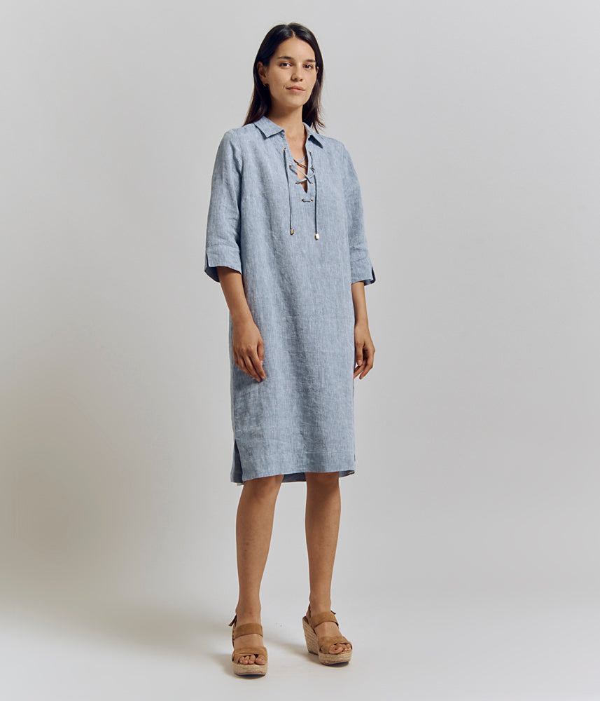Eco-friendly linen laced dress RISETTE/83116/261